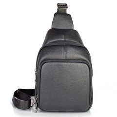 Чоловічий рюкзак-Слінг з натуральної шкіри Tiding Bag TD-21046, Черный