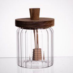 Медовниця скляна з кришкою і ложкою 500 (мл) 64486-5, Прозрачный