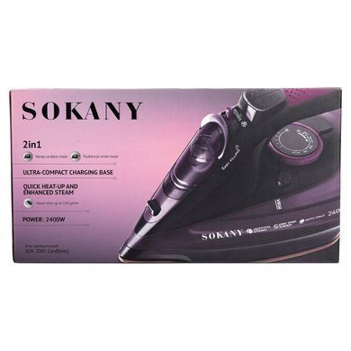 Ручной утюг беспроводной для одежды SOKANY профессиональный паровой 2400 Вт HP-UR-2
