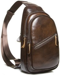 Чоловічий шкіряний рюкзак на одне плече TIDING BAG A25F-1564-1A коричнева, Коричневий