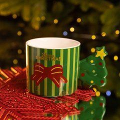 Чашка порцелянова новорічна Merry Christmas 350 (мл) Зелена Yiwu FM-CS-51GR, Зелений