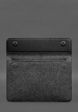 Чехол-конверт с клапаном кожа+фетр для MacBook 13" Черный Crazy Horse
