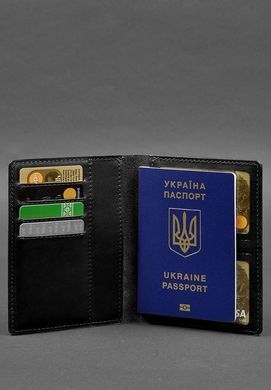 Шкіряна обкладинка-органайзер для документів 6.1 чорний краст, натуральна шкіра Краст