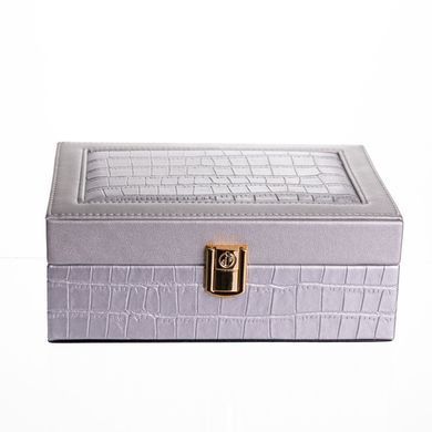 Шкатулка для украшений из эко кожи 10 отделений с зеркалом 20&times;14&times;8 см Серый HP-5-19G