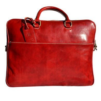 Мужская кожаная сумка-портфель Italian fabric bags 1778 red