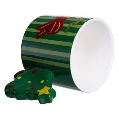 Чашка фарфоровая новогодняя Merry Christmas 350 (мл) Зеленая Yiwu FM-CS-51GR