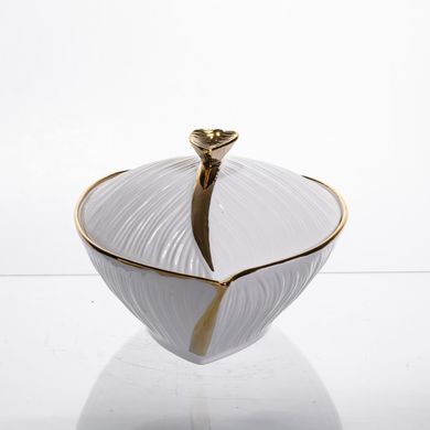 Супниця 800 (мл) каструля 26&times;18&times;14 (см) з кришкою Білий з золотом, Білий