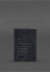 Шкіряна обкладинка для військового квитка офіцера запасу 8.2 темно-синій Crazy Horse, натуральна шкіра Crazy Horse, прозора перегородка - пластифікований ПВХ (полівінілхлорид)