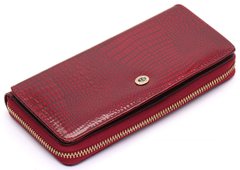 Гаманець бордовий лаковий з натуральної шкіри із блоком для карток ST Leather S7001A, Бордовый