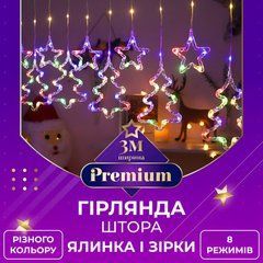 Гірлянда штора світлодіодна GarlandoPro зірка та ялинка 120LED 3х0,9 м 8 режимів Жовтий 1733072Y