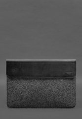 Чохол-конверт із клапаном шкіра+фетр для MacBook 14" Чорний Crazy Horse, Черный