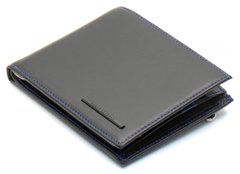 Чорне портмоне з натуральної шкіри з синім обрамленням Marco Coverna MC-1008 A 1221, Черный