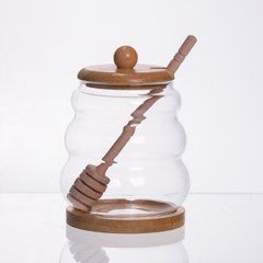Медовниця скляна з кришкою і ложкою 350 (мл) 64486-7, Прозрачный