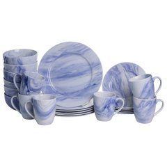 Столовый набор посуды 24 предмета на 6 персон Marble Clara фарфоровый Синий MD-24-3B