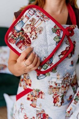 Новорічна гобеленова кухонна прихватка Carousel 20х20 см., Блакитний