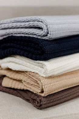 Плед вязаный Cotton серый 120x200см