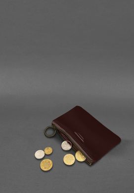 Шкіряна монетниця / міні-косметичка 3.0 бордова краст, Бордовый