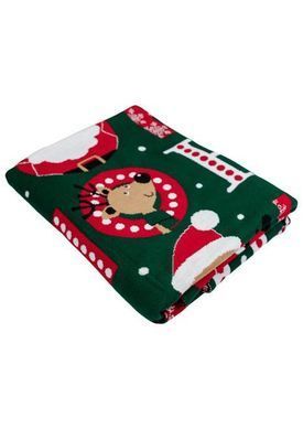 Новогодний плед вязаный "Ho-Ho-Ho" 90х130 см