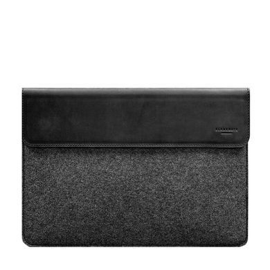 Чохол-конверт із клапаном шкіра+фетр для MacBook 14" Чорний Crazy Horse, Черный