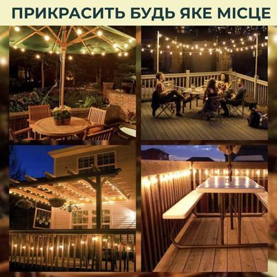 Ретро гірлянда вулична 10 LED лампочок 5 метрів жовта A60Y