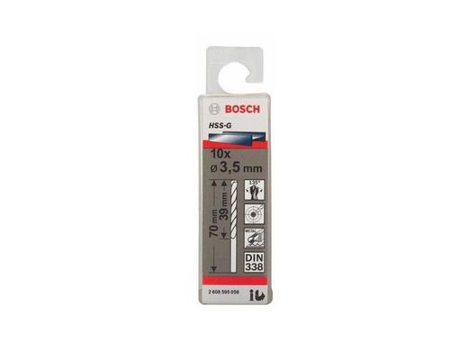 Свердла по металу Bosch HSS-G DIN 338, 3,5×39 мм, 10 шт (2608595058)