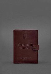 Шкіряна обкладинка-портмоне для військового квитка 15.0 бордова, Зелений, натуральна шкіра Краст, прозора перегородка - пластифікований ПВХ (полівінілхлорид)