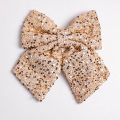Бант новорічний для декору з паєтками на ялинку 25&times;35 (см) Золотистий CR-2-24, Золотистый