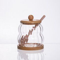 Медовниця скляна з кришкою і ложкою 320 (мл) 64486-10, Прозрачный