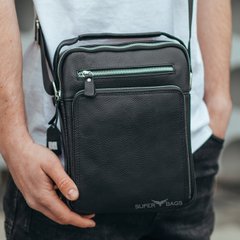 Шкіряна чоловіча чорна сумка Tiding Bag DL9256-4, Черный