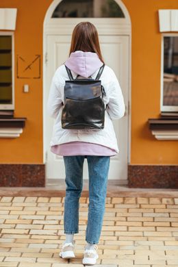Чорний міський жіночий шкіряний рюкзак Tiding Bag - 51644
