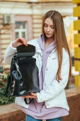Женский черный кожаный городской рюкзак Tiding Bag - 54644