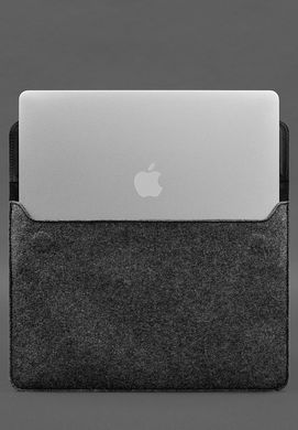Чохол-конверт із клапаном шкіра+фетр для MacBook 15" Чорний Crazy Horse, Черный