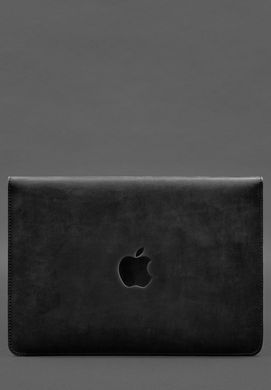 Чохол-конверт із клапаном шкіра+фетр для MacBook 15" Чорний Crazy Horse, Черный
