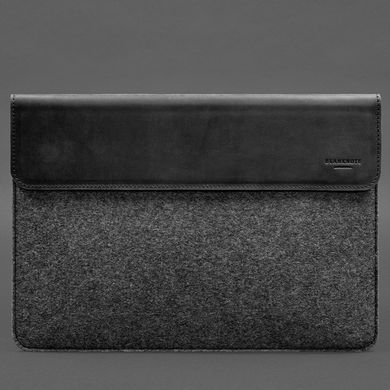Чохол-конверт із клапаном шкіра+фетр для MacBook 15" Чорний Crazy Horse, Черный