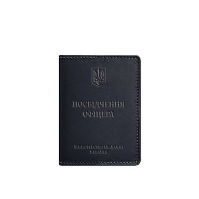 Шкіряна обкладинка для посвідчення офіцера 9.0 темно-синя, натуральна шкіра Краст, прозора перегородка - пластифікований ПВХ (полівінілхлорид)