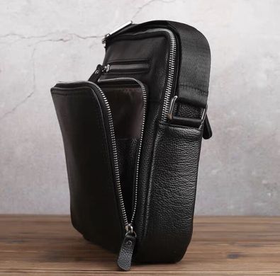 Шкіряна чоловіча чорна сумка Tiding Bag DL9256-4, Черный