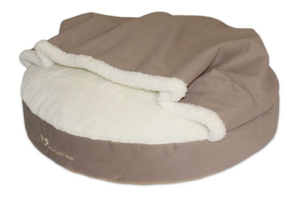 Лежак для собак та котів Lounge Beige з капюшоном XS - діаметр 50 см висота 9 см
