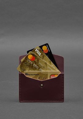 Шкіряний кард-кейс 9.0 бордовий краст, Бордовый, натуральна шкіра Краст