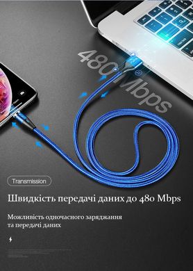 Магнитный кабель RAXFLY 3А быстрая зарядка, передача данных RX180494 microUSB black