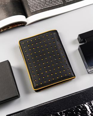 Кошелек мужской кожаный Peterson PTN 303.03 BLACK+YELLOW черный