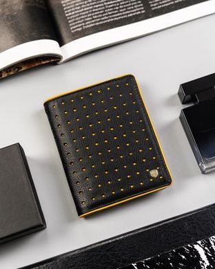 Кошелек мужской кожаный Peterson PTN 303.03 BLACK+YELLOW черный