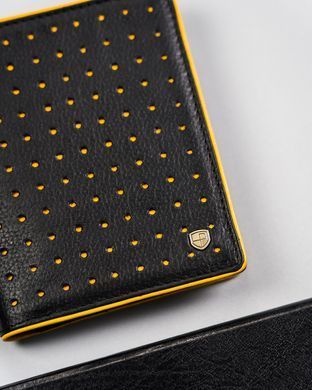 Кошелек мужской кожаный Peterson PTN 303.03 BLACK+YELLOW черный