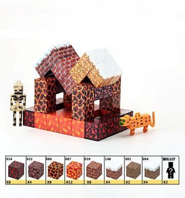Магнітний конструктор Minecraft Лавовий Будиночок на 50 кубиків, Разноцветный