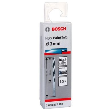 Свердла Bosch HSS-PointTeQ, 3×33×61 мм, 10 шт (2608577198)