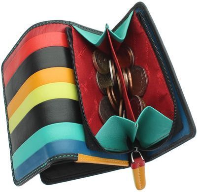 Кошелек женский кожаный Visconti STR3 Halki c RFID Black Multi