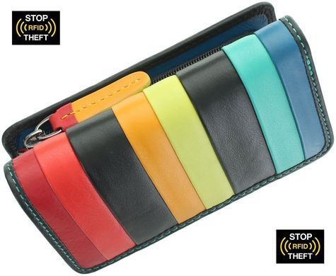 Кошелек женский кожаный Visconti STR3 Halki c RFID Black Multi