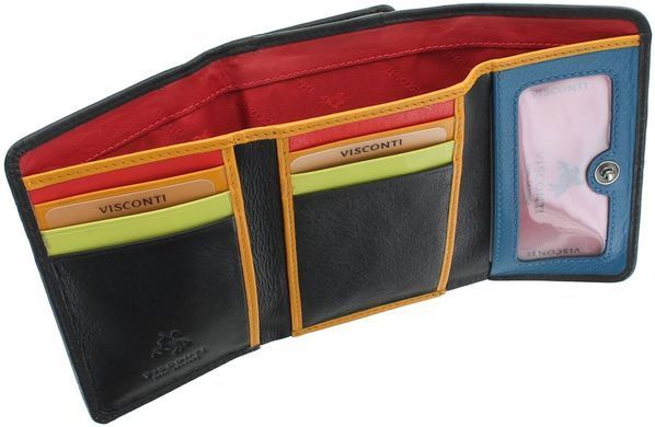 Кошелек женский кожаный Visconti STR3 Halki c RFID Black Multi